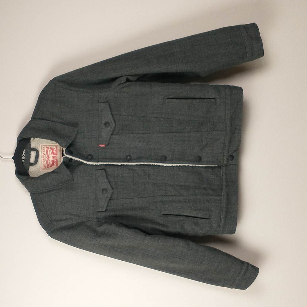 Levi's x Outerknown Trucker Jacket Mens Small Gray Faux Sherpa Lined